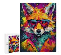 500 PCS Adult Puzzles Cool Fox in Sunglasses Puzzles for Adults Brain Teaser Game But Fun And Humorous Gifts for Friends And Family 500 PCS