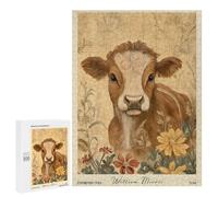 500 PCS Adult Puzzles Cow William Morris Floral Farm Jigsaw for Teenagerss Enhance Memory Difficult And Challenge for Is Ideal As A Gift 500 PCS