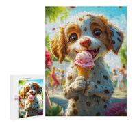 500 PCS Adult Puzzles Cute Dog with Ice Cream Puzzles for Adults Brain Teaser Game But Fun And Humorous Gifts for Friends And Family 500 PCS
