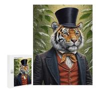 500 PCS Adult Puzzles Dapper Tiger in Top Hat And Suit Jigsaw for Teenagerss Enhance Memory Difficult And Challenge for Is Ideal As A Gift 500 PCS