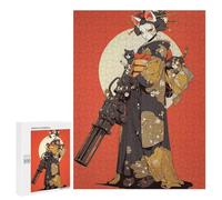 500 PCS Adult Puzzles Geisha Cat Gatling Jigsaw for Teenagerss Enhance Memory Difficult And Challenge for Is Ideal As A Gift 500 PCS