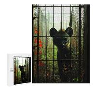 500 PCS Adult Puzzles Hyena Behind Bars Jigsaw for Teenagerss Enhance Memory Difficult And Challenge for Is Ideal As A Gift 500 PCS