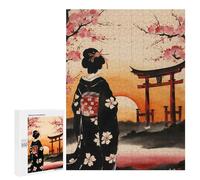 500 PCS Adult Puzzles Japanese Geisha Cherry Puzzles for Adults Brain Teaser Game But Fun And Humorous Gifts for Friends And Family 500 PCS
