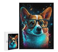 500 PCS Adult Puzzles Neon Corgi Glasses Art Print Jigsaw for Teenagerss Enhance Memory Difficult And Challenge for Is Ideal As A Gift 500 PCS
