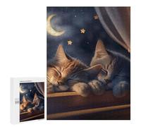 500 PCS Adult Puzzles Nighttime Cat Nap Puzzles for Adults Brain Teaser Game But Fun And Humorous Gifts for Friends And Family 500 PCS