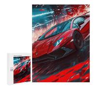 500 PCS Adult Puzzles Red Sports Car Speed Artwork Jigsaw for Teenagerss Enhance Memory Difficult And Challenge for Is Ideal As A Gift 500 PCS