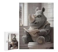 500 PCS Adult Puzzles Rhino Reading on Toilet Jigsaw for Teenagerss Enhance Memory Difficult And Challenge for Is Ideal As A Gift 500 PCS