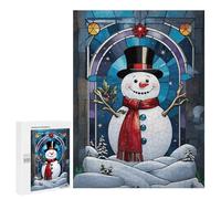 500 PCS Adult Puzzles Smiling Snowman in Stained Glass Puzzles for Adults Brain Teaser Game But Fun And Humorous Gifts for Friends And Family 500 PCS