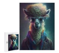 500 PCS Adult Puzzles Stylish Alpaca with Glasses Puzzles for Adults Brain Teaser Game But Fun And Humorous Gifts for Friends And Family 500 PCS