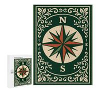 500 PCS Adult Puzzles Vintage Compass Rose Illustration Jigsaw for Teenagerss Enhance Memory Difficult And Challenge for Is Ideal As A Gift 500 PCS