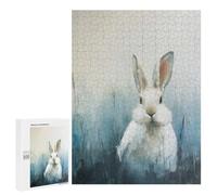 500 PCS Adult Puzzles White Rabbit in Blue Field Painting Puzzles for Adults Brain Teaser Game But Fun And Humorous Gifts for Friends And Family 500 PCS