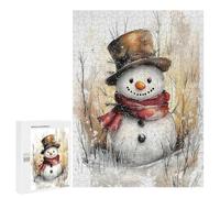 500 PCS Adult Puzzles Winter Whimsy Cheerful Snowman Portrait Puzzles for Adults Brain Teaser Game But Fun And Humorous Gifts for Friends And Family 500 PCS