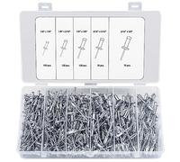 500 Pcs Aluminum Pop Rivets Kit, 3.2mm & 4.8mm Flat Head Blind Rivets | Aluminium flat-head blind rivets. Suitable for fastening metal, wood and plastic for DIY repair projects.