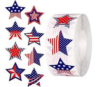 500 Pcs American Flag Stickers Patriotic Label Star Shaped USA Flag Self Adhesive Sticker Party Supplies for 4th of July Independence Day