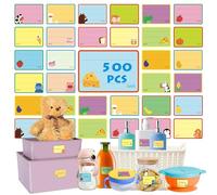 500 PCS Baby Food Labels, 25 Adorable Designs Removable Food Name Stickers Self-Adhesive Water/Oil/Tear Resistant Tags for Baby & Toddlers Food Containers, Water Bottles, School Supplies, Mason Jars