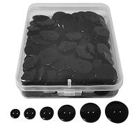 500 Pcs Black Buttons with Storage Box 9mm, 10mm, 11mm,15mm, 18mm and 20mm Smooth and Round Buttons -Ideal for Sewing, Crafting, DIY Cards and Ornaments -