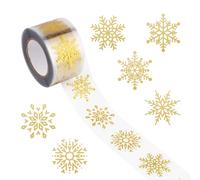 500 Pcs Clear Snowflake Stickers, Transparent Decals Roll Clear Christmas Stickers Gold Foil Snowflake Stickers Snowflake Round Stickers for Xmas Envelopes Presents Decoration