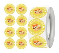 500 Pcs Contains Egg Stickers 1 inch Nut Allergen Allergy Warning Stickers Tree Egg Allergen Round Allergies Food Rotation Labels Allergic to Egg for Food Packing Retail and Restaurants (Egg)