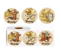 500 Pcs Cowboy Stickers Western Stickers 2 Inch Howdy Party Label Cowboy Theme Stickers Thank You Sticker,Handmade Stickers,Small Shop Sticker,Package Stickers for Small Business