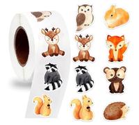 500 PCS Cute Animal Stickers Roll, Animal Theme Universal Stickers Rewards, Easy-Peel Cartoon Incentives Sticky Rolls for School, Diaries, Crafts and Office