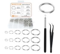 500 Pcs Double Open Jump Rings Kit, Stainless Steel Mini Round Split Craft Jump Keychains Key Ring with Double Loops Connectors for Jewelry Making, Bracelets Necklace Repair, DIY (4, 6, 8, 10, 12mm)