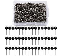 500 Pcs Drawing Push Pins Map Pins, VEGCOO Black Push Pins with Plastic Round Head, Map Thumb Tacks Drawing Pins for Wall Drawing Pinboard, Map Mark or Bulletin Board (Black)
