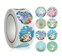 500 PCS Easter Stickers, Easter Bunny Rabbit Eggs Pattern Stickers, Happy Easter Stickers on a Roll, Decorative Easter Eggs, Cards, Scrapbooks, Scrapbooks, Envelopes,Gifts,Party Supplies