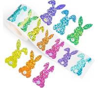 500 PCS Easter Stickers,Laser Happy Easter Stickers on a Roll,Easter Stickers for Children Kids Easter Crafts Bunny Wrapping Roll Sticker for Card Making, Easter Activity Pack,Easter Party Bag Fillers