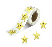 500 pcs Gold Star Stickers for Reward Chart, Smile Face Self-Adhesive Small Stickers, Well Done Sticker for Teachers Children Parents (1.5 inch)