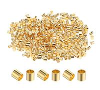 500 Pcs Golden Crimp Beads, Copper Crimp Beads for Jewelry Making, Gold Crimps Tubes to Secure The Ends of Jewelry Strings, Gold Crimps Tubes for DIY Jewelries Earrings Necklaces Bracelets Making（2mm）