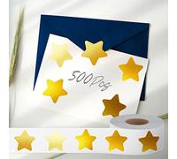 500 PCS Golden Star Stickers, Metallic Golden Color Self-Adhesive Star Stickers Reward Behavior Chart Labels for Kids Students Teachers Supplies (Each Measures 1”)