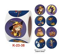500 Pcs Halloween Round Pumpkin Scarecrow Witch Label Stickers Decor Craft Stationery Adhesive Sealing Baking Label Stickers Roll