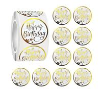 500 Pcs Happy Birthday Stickers Roll Balloon Roll Decals Stickers Fun Birthday Gift Tags Greeting Sticker Round Labels Banner Tag Seal Sticker for Card Boxes Party Envelope Decoration DIY