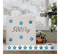500 PCS Holographic Blue Star Stickers, Self Adhesive Metallic Glitter Foil Stickers Reflective Star Stickers Reward Behavior Chart Labels for Kids Students Teachers Supplies (Each Measures 1”)