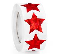500 PCS Holographic Red Star Stickers, 1 inch Self Adhesive Metallic Glitter Foil Sparkly Star Stickers for Reward Behavior Chart Labels