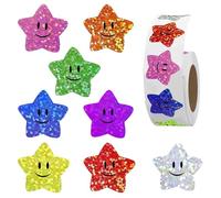 500 Pcs Holographic Star Stickers, Self Adhesive Shiny Reward Stickers, 2.5 Cm Sparkly Foil Star Sticker, Waterproof Universe Space Sticker for Kids Teachers