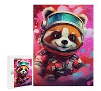 500 PCS Jigsaw Adorable Red Panda Astronaut Art Print Jigsaws for Adults Puzzle But Fun And Humorous Challenging To Complete Unique Birthday And Xmas Gifts 500 PCS