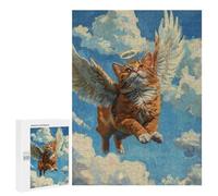 500 PCS Jigsaw Angel Cat Flying in Sky Jigsaws for Adults Puzzle Stress Reliever Parent-child Interaction Unique Birthday And Xmas Gifts 500 PCS