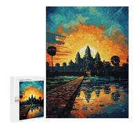 500 PCS Jigsaw Angkor Wat Sunset Reflection Jigsaws for Adults Puzzle But Fun And Humorous Challenging To Complete Unique Birthday And Xmas Gifts 500 PCS