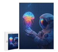 500 PCS Jigsaw Astronaut Holding Jellyfish-1 Jigsaw Puzzles for Adults Family Activities Help The Brain Exercise Deal As Gifts for The Whole Family 500 PCS