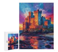500 PCS Jigsaw Castle by The Sea Sunset Jigsaws for Adults Puzzle But Fun And Humorous Challenging To Complete Unique Birthday And Xmas Gifts 500 PCS