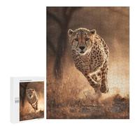 500 PCS Jigsaw Cheetah Running in Savannah Jigsaw Puzzles for Adults Family Activities Help The Brain Exercise Deal As Gifts for The Whole Family 500 PCS
