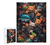 500 PCS Jigsaw Colorful Cat Collage Jigsaws for Adults Puzzle But Fun And Humorous Challenging To Complete Unique Birthday And Xmas Gifts 500 PCS