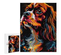 500 PCS Jigsaw Colorful Cavalier King Charles Spaniel Art Print Adult Jigsaw Puzzles For Family Fun Parent-child Interaction Gifts for Friends And Family 500 PCS