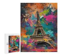 500 PCS Jigsaw Colorful Eiffel Tower Art Print Jigsaw Puzzles for Adults Family Activities Help The Brain Exercise Deal As Gifts for The Whole Family 500 PCS