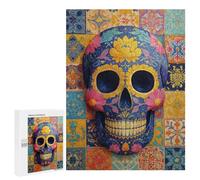 500 PCS Jigsaw Colorful Sugar Skull Wall Art Jigsaws for Adults Puzzle Stress Reliever Parent-child Interaction Unique Birthday And Xmas Gifts 500 PCS
