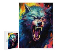 500 PCS Jigsaw Colorful Wolf Art Print Jigsaws for Adults Puzzle But Fun And Humorous Challenging To Complete Unique Birthday And Xmas Gifts 500 PCS