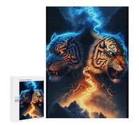 500 PCS Jigsaw Electric Fire Tiger Art Print Jigsaws for Adults Puzzle But Fun And Humorous Challenging To Complete Unique Birthday And Xmas Gifts 500 PCS