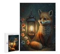500 PCS Jigsaw Fox Lantern Garden Art Print Jigsaw Puzzles for Adults Family Activities Help The Brain Exercise Deal As Gifts for The Whole Family 500 PCS