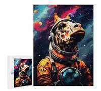 500 PCS Jigsaw Giraffe Astronaut in Space Suit Jigsaw Puzzles for Adults Family Activities Help The Brain Exercise Deal As Gifts for The Whole Family 500 PCS